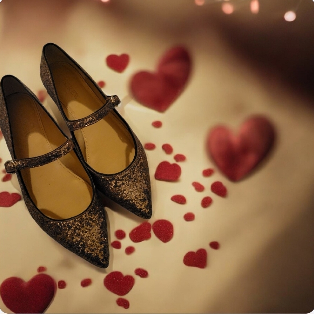 J.CREW Elegant GOLD  Glitter Mary Jane Shoes
